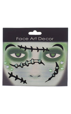 Sexy Frankenstein Green Black and Silver Stick on Makeup Accessory Main Image