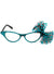 Blue Rhinestone 1950s Costume Glasses with Bow
