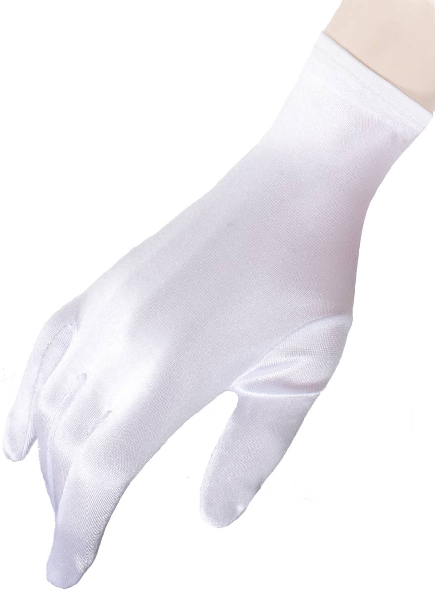 White Satin Wrist Length Gloves