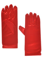 Short Red Satin Costume Gloves
