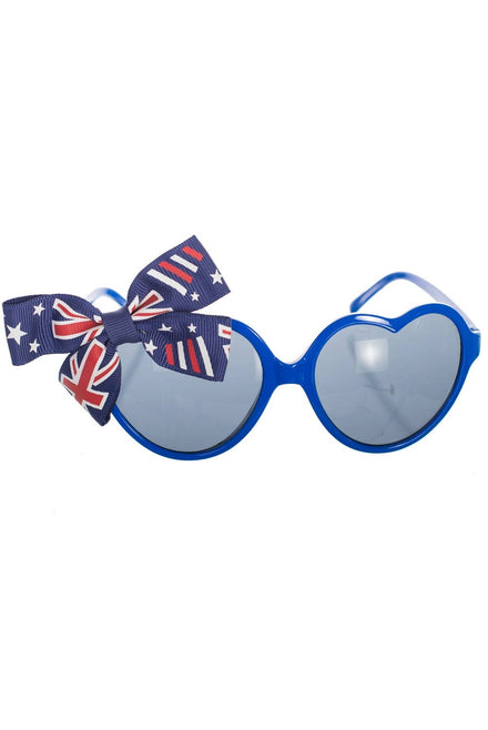 Blue Heart Shaped Novelty Australia Day Glasses with Bows Australia Day Merchandise - Main Image