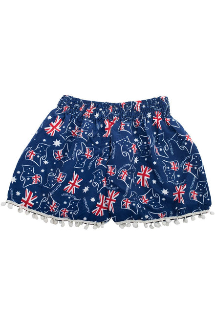 Women's Aussie Flag Shorts with Pom Poms Australia Day Merchandise - Main Image