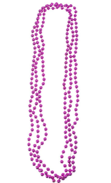 Image of Pack of 3 Metallic Magenta Novelty Beaded Necklaces