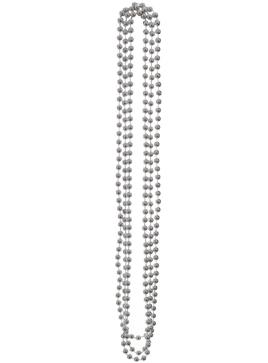 3 Strand Metallic Silver Beaded Necklace