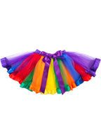 Bright Purple, Blue, Red, Green, Orange and Yellow Pleated Rainbow Costume Tutu for Women