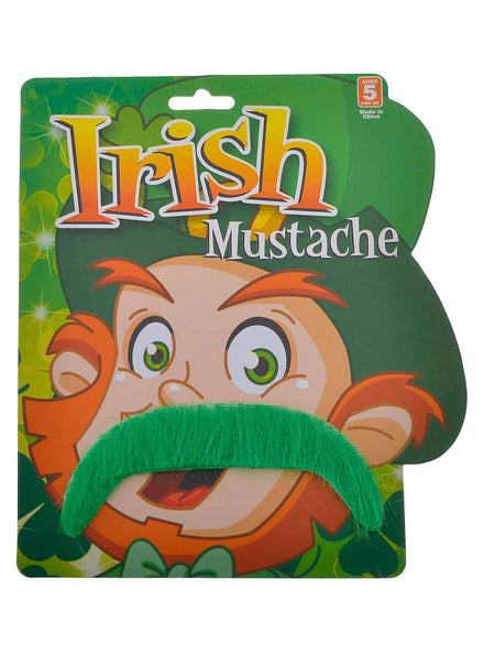 St Patricks Day Green Narrow Handlebar Novelty Moustache