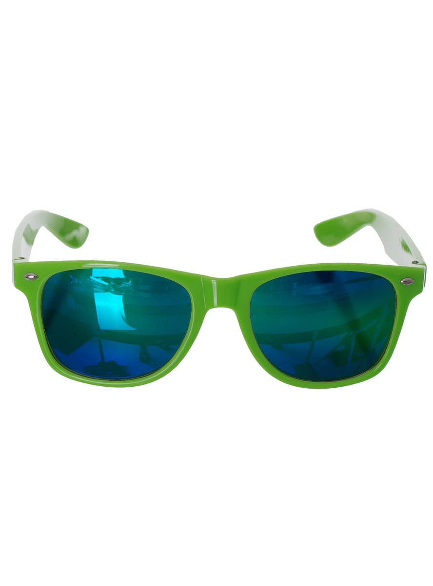 Green Reflective Mirror Lens 80s Costume Sunglasses Costume Accessory Main Image 