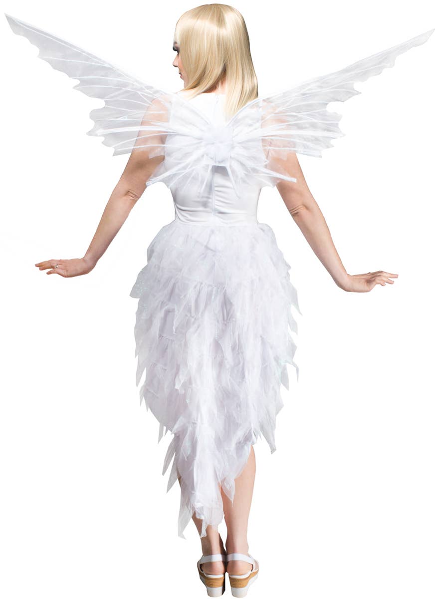White Semi Transparent Glittery Pixie Costume Wings - Back Image