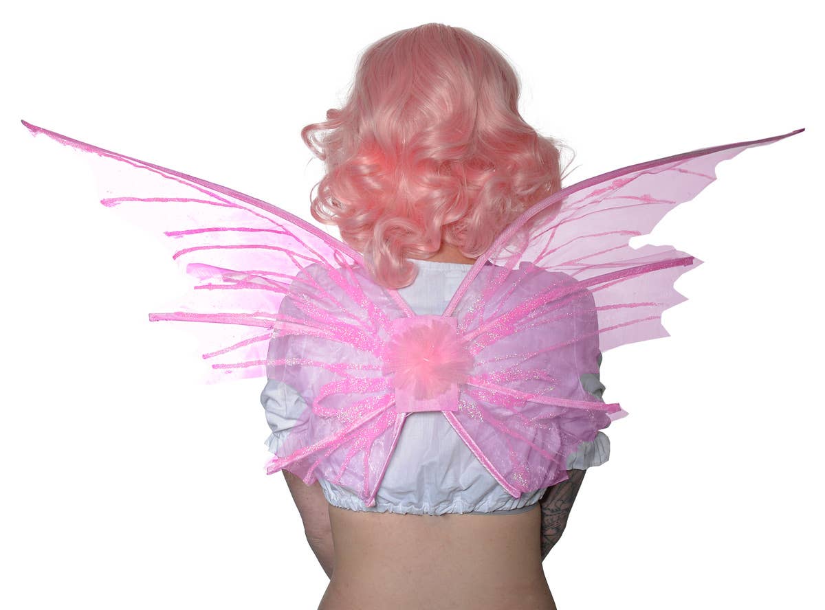 Translucent Pale Pink Glitter Large Fairy Wings Full Image