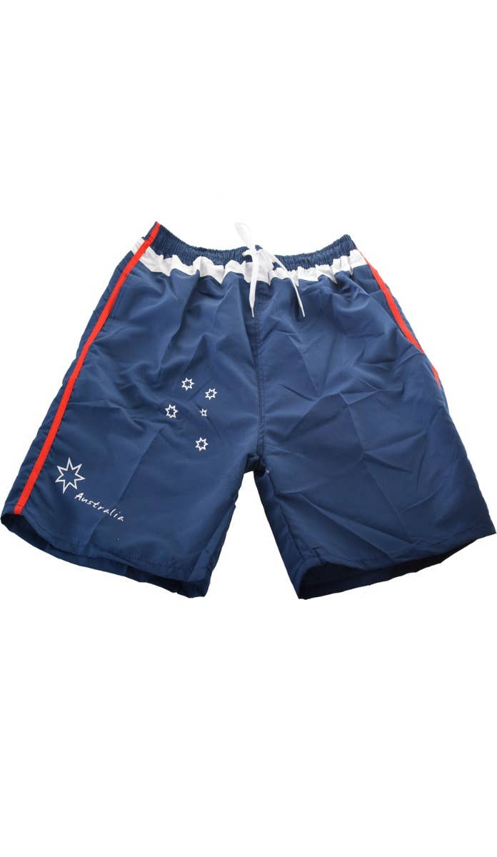 Men's Blue White And Red Board Shorts With Southern Cross Costume Accessory Alternative  Image