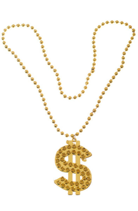 Gold Dollar Sign Bling Necklace Costume Accessory Main Image