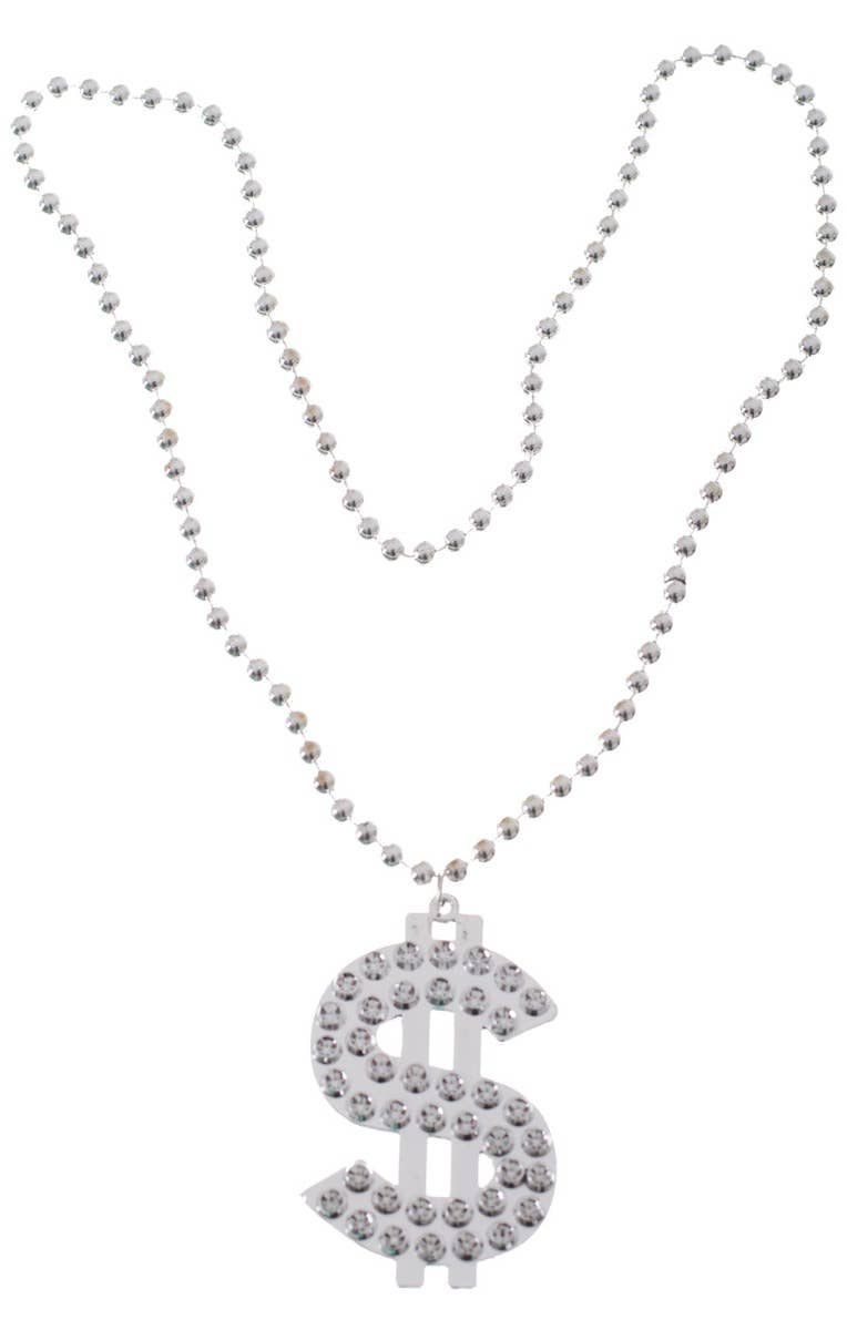 Silver Dollar Sign Bling Necklace Costume Accessory Main Image