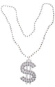 Silver Dollar Sign Bling Necklace Costume Accessory Main Image