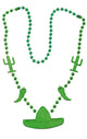 Beaded Green Sombrero and Chilli Mexican Necklace Costume Accessory Main Image