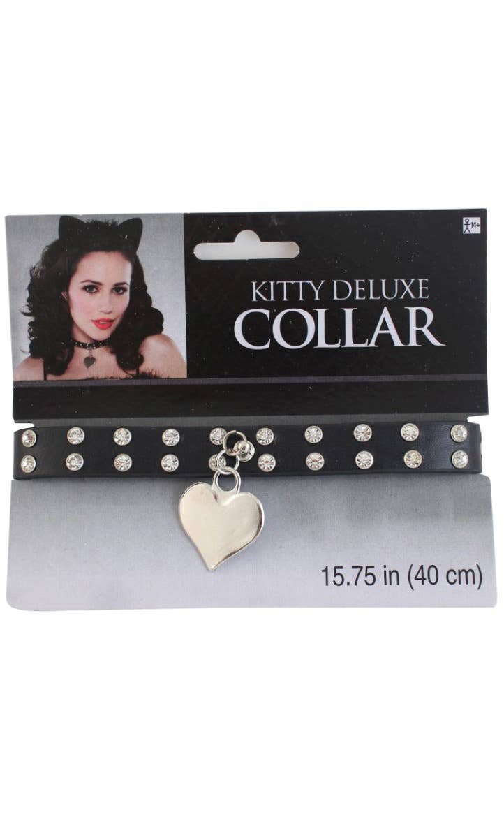 Black Faux Leather Kitty Collar Costume Accessory Alternate Image