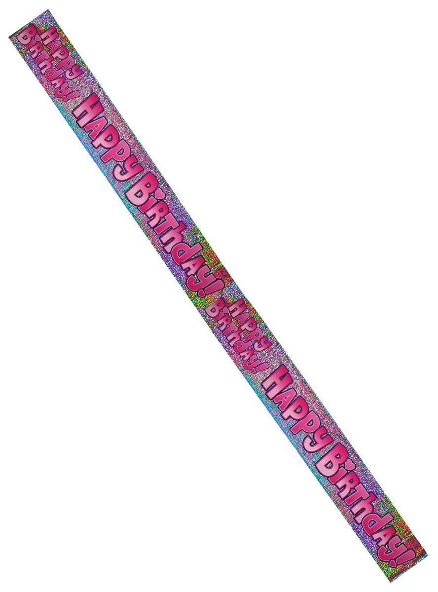 Happy Birthday Pink Holographic 180cm Party Banner - Alternate Image