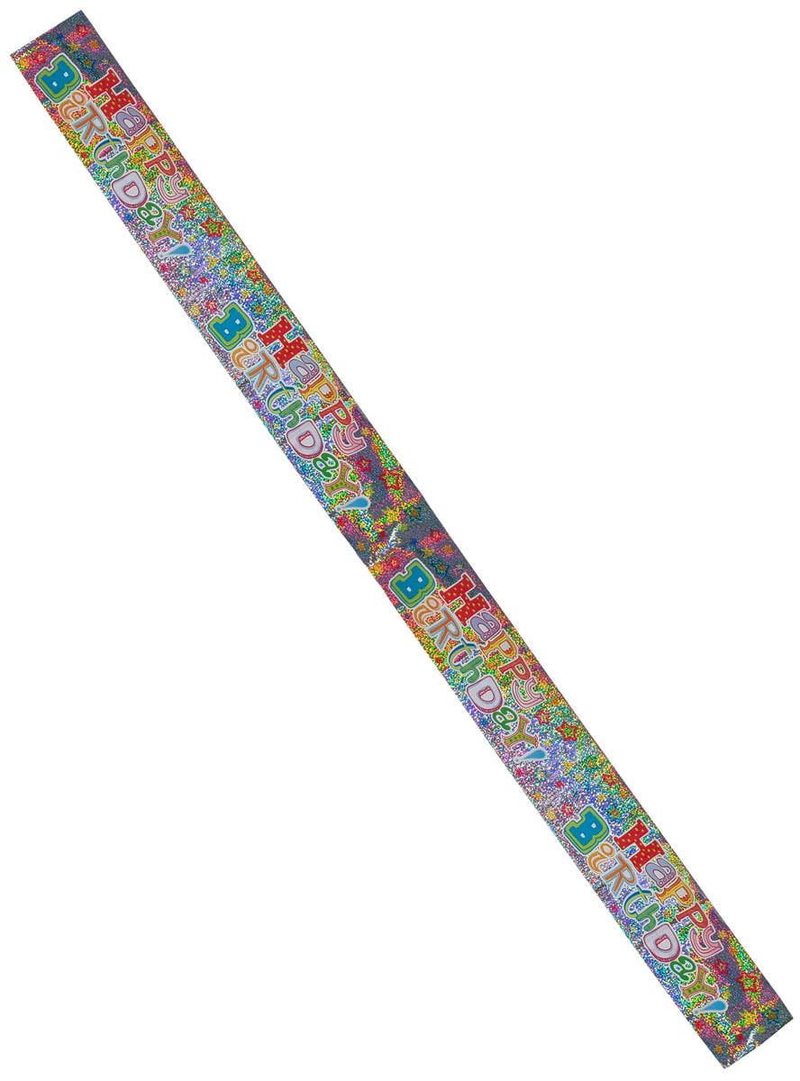 Happy Birthday Rainbow Holographic 180cm Party Banner - Alternate Image