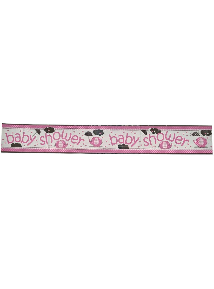 Long 180cm Pink Baby Girl Baby Shower Party Banner - Main Image