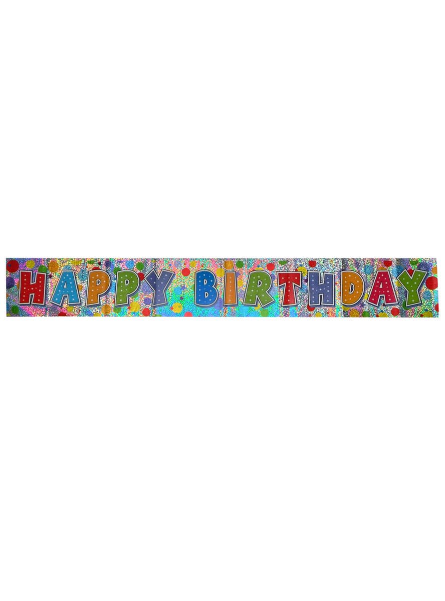 Rainbow Holographic 180cm Happy Birthday Party Banner - Main Image