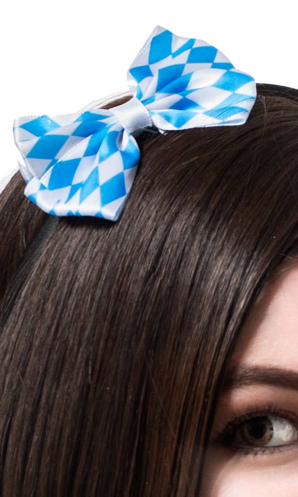 Mini Oktoberfest Headband Bow German Accessory Close Image