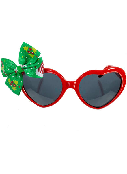 Red Framed Heart Shaped Christmas Glasses