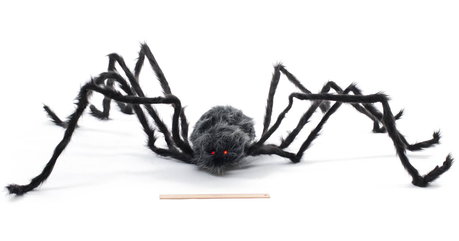 Black and Grey Giant Spider Halloween Haunted House Decoration Close Image