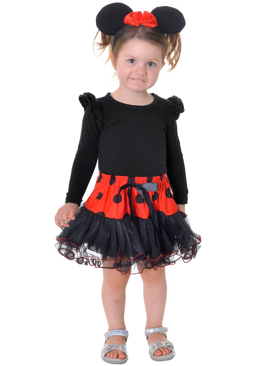 Toddler Black and Red Cute Minnie Mouse Headband with Petticoat Tutu Skirt