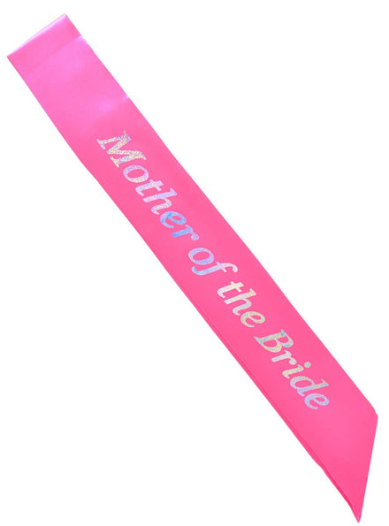 Pink Satin Sash with Holographic Mother of the Bride Print
