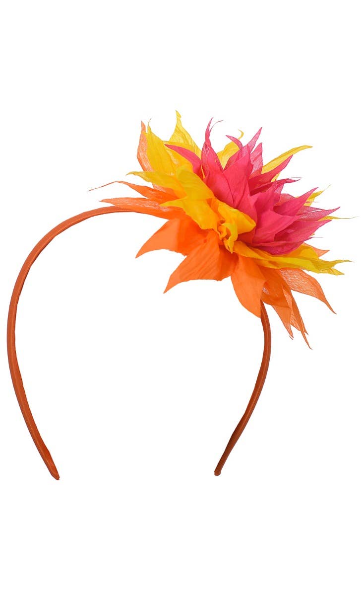 Tropical Orange Flower Hawaiian Headband Costume Accessory - Main Image