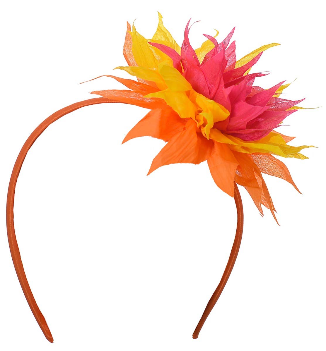 Tropical Orange Flower Hawaiian Headband Costume Accessory - Second Image