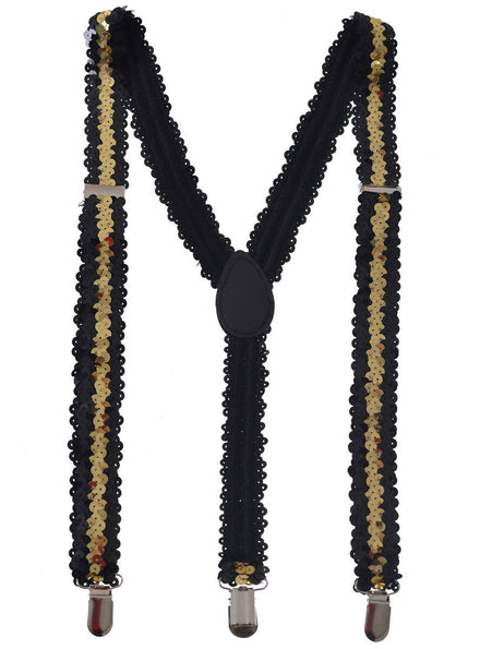 Black and Gold Sequinned Suspenders