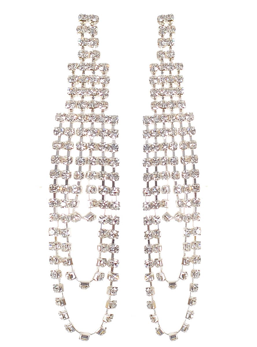 Long Rhinestone Dazzling Costume Earrings