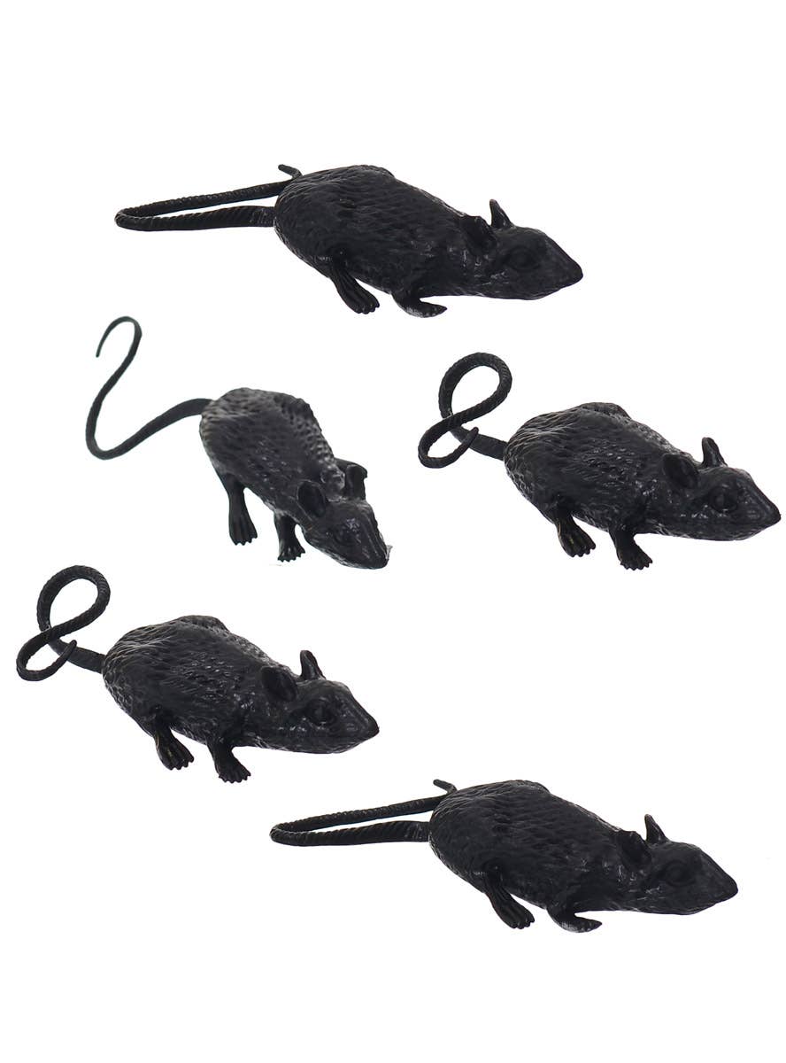 Pack of 5 Mini Black Mice Halloween Decoration