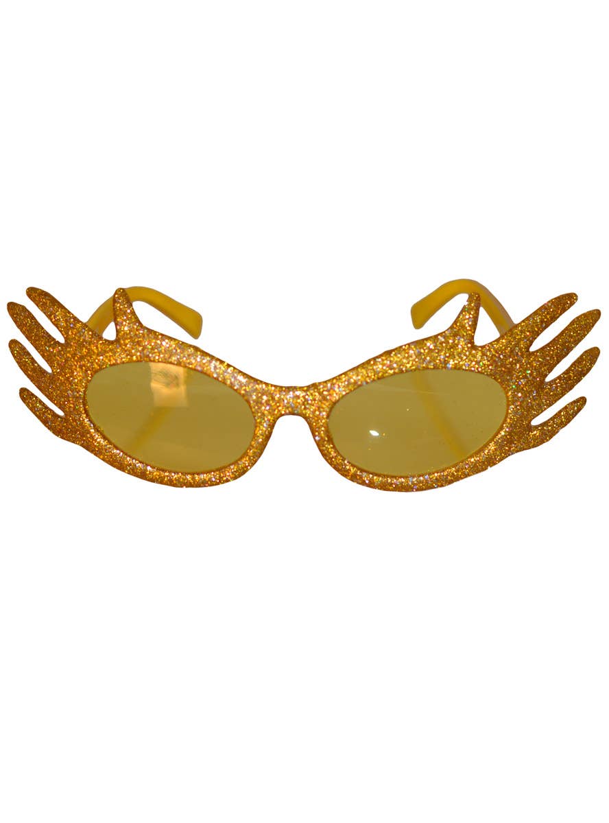 Glittery Gold Dame Edna Glasses