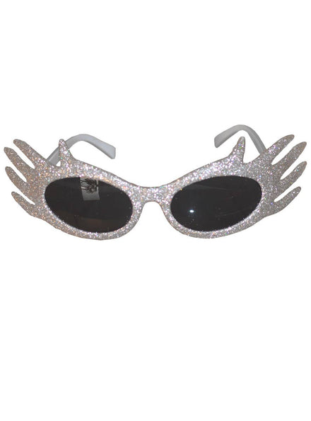 Glittery Silver Dame Edna Glasses