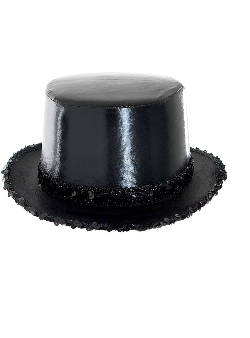 Black Wet Look Sequined Showtime Costume Top Hat Alternate Image