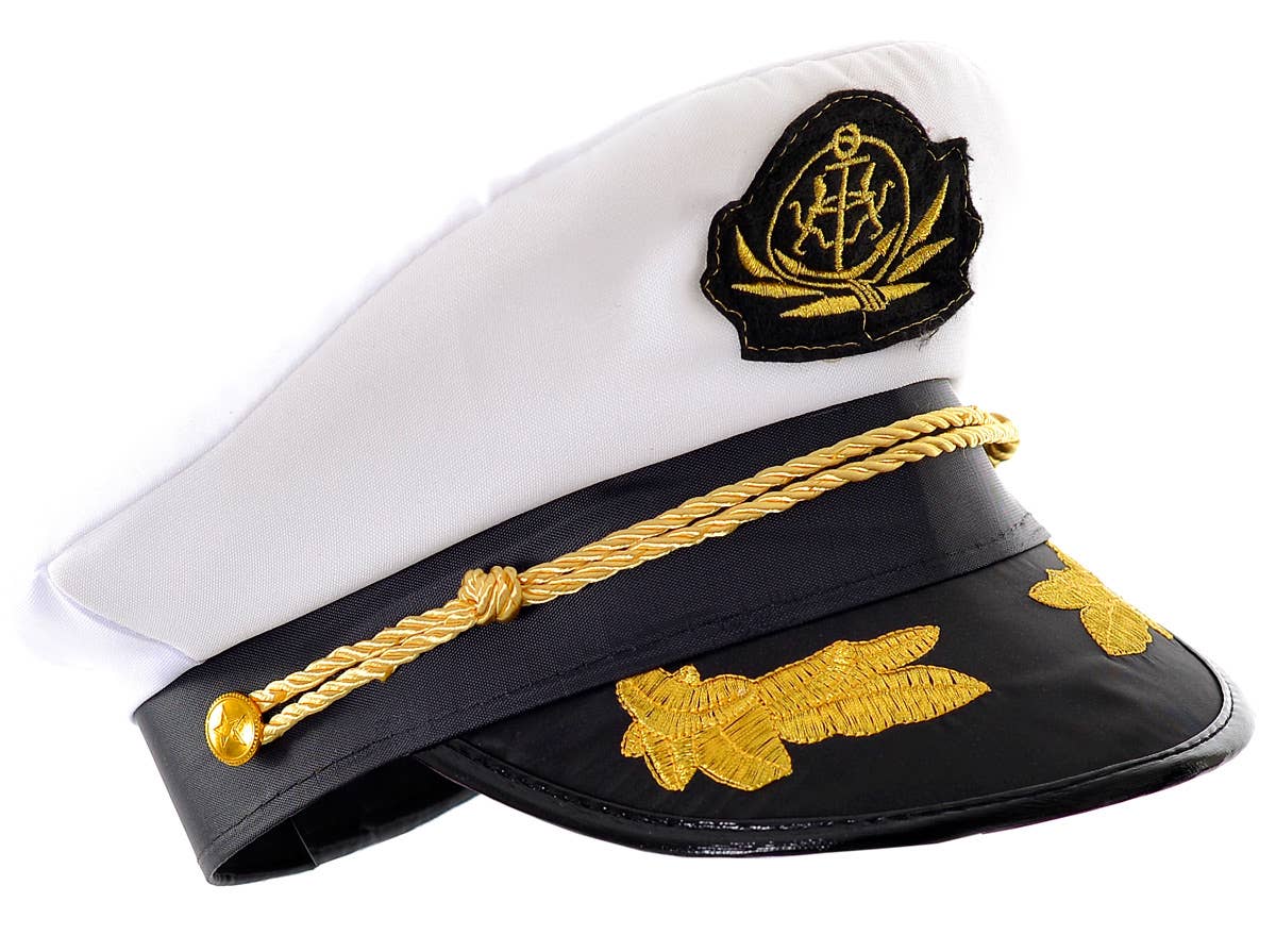 Sailor Captain's Costume Hat in Black and White - Close Up Image