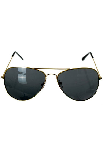 Gold Frame Aviator Costume Glasses - Main Image