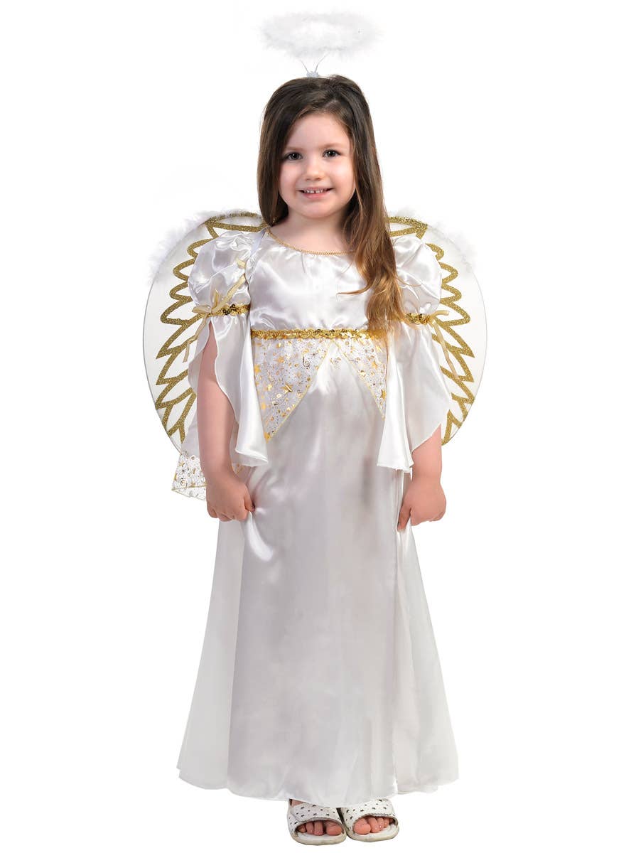 Girl's White Christmas Angel Costume - Main Image