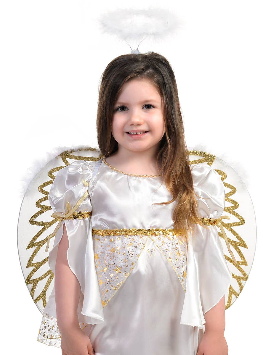 Girl's White Christmas Angel Costume - Close Image