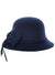 Navy Blue 1920's or 30's Women's Felt Cloche Costume Hat - Front View