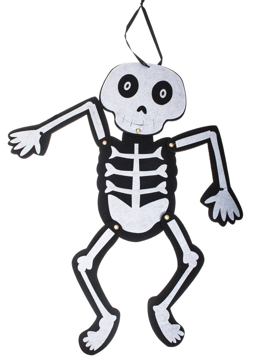 Black and White Felt Hinged Skeleton Child Friendly Halloween Decoration