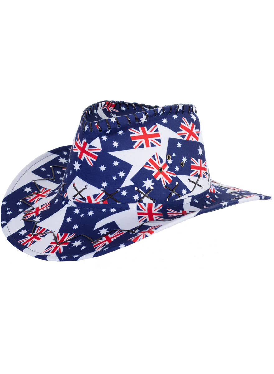 Aussie Flag Print Cowboy Style Australia Day Costume Hat - Main Image