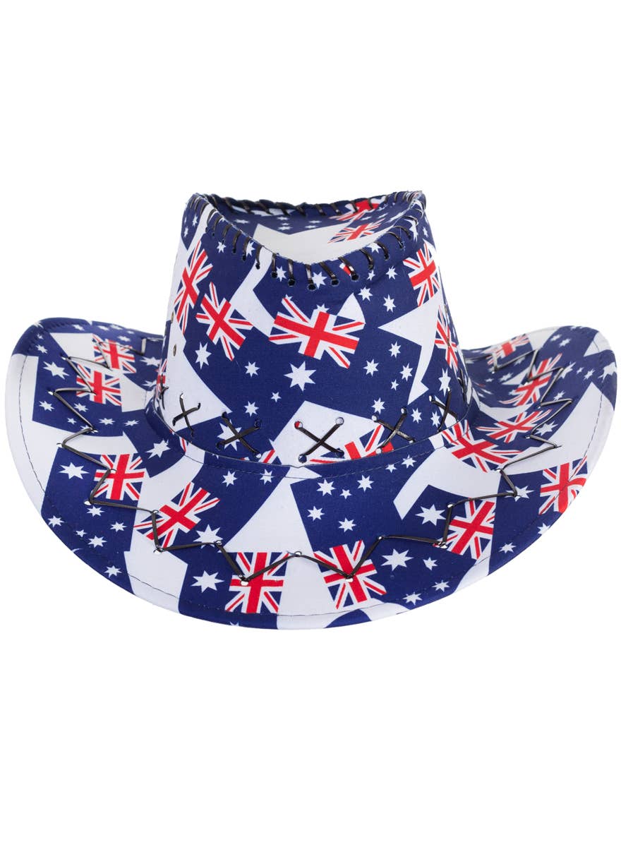 Aussie Flag Print Cowboy Style Australia Day Costume Hat - Alternate Image