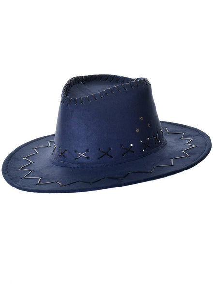 Adults Navy Blue Cowboy Suede Costume Hat