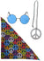 3 Piece 70s Hippie Kit with Bandanna, Glasses and Necklace
