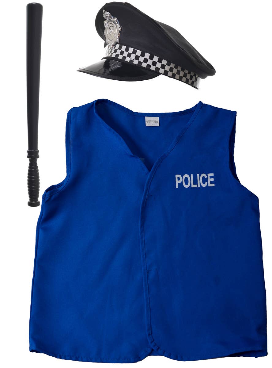 Kids 3 Piece Blue Police Officer Costume Set