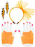 Neon Orange 80s Gloves, Headband and Earrings Accessory Set
