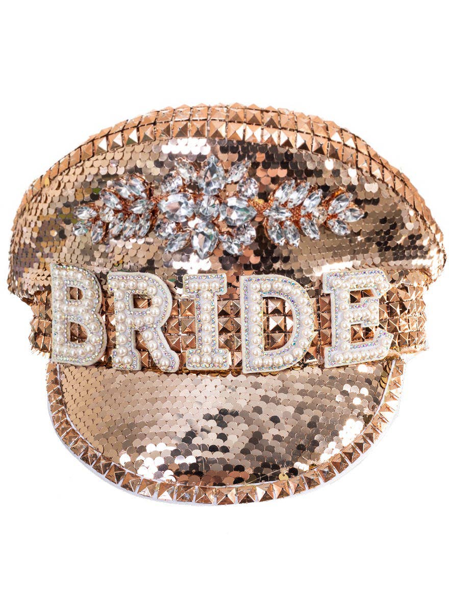 Rose Gold Sequin Hen's Night Bride Hat - Alternate Image