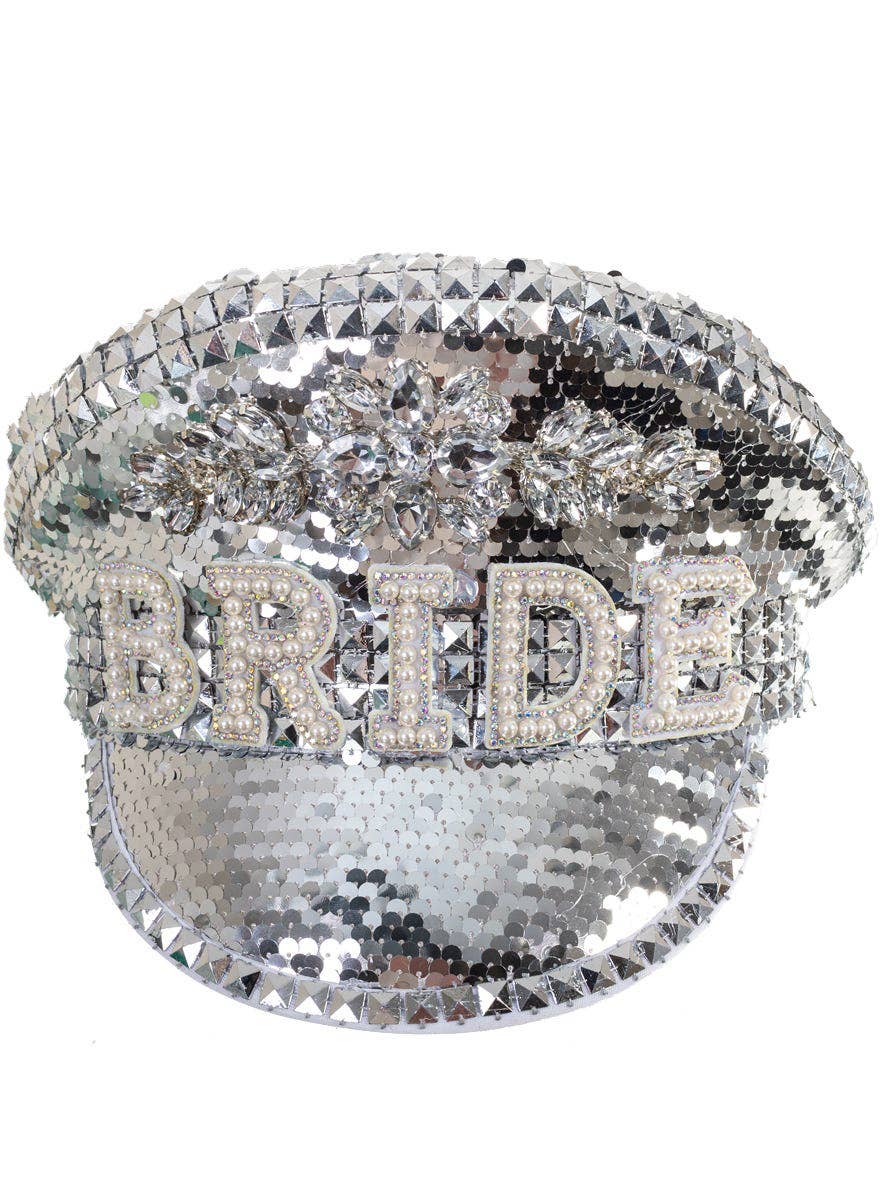 Deluxe Sparkly Silver Hen's Night Bride Hat - Alternate Image